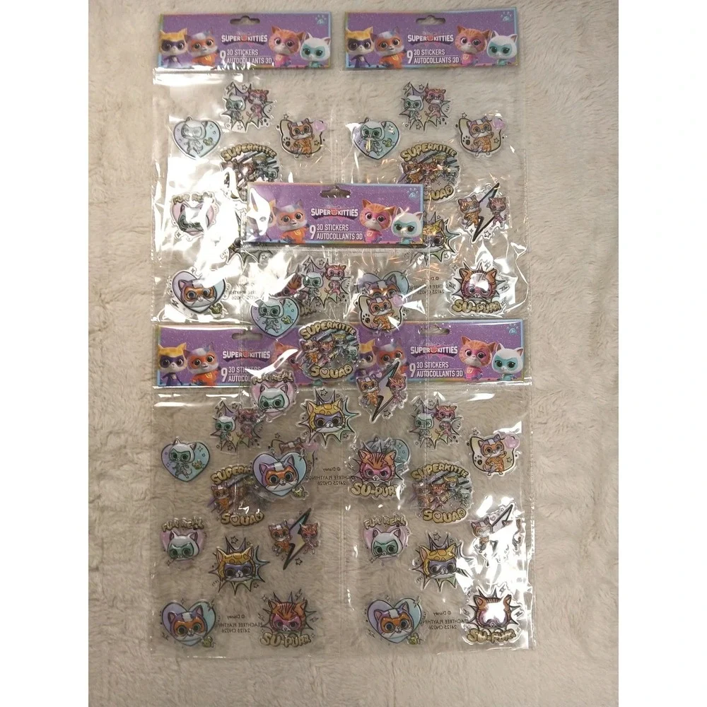 Disney Super Kitties‎ 3D Sticker 5 Pack Multicolor Lot Rare